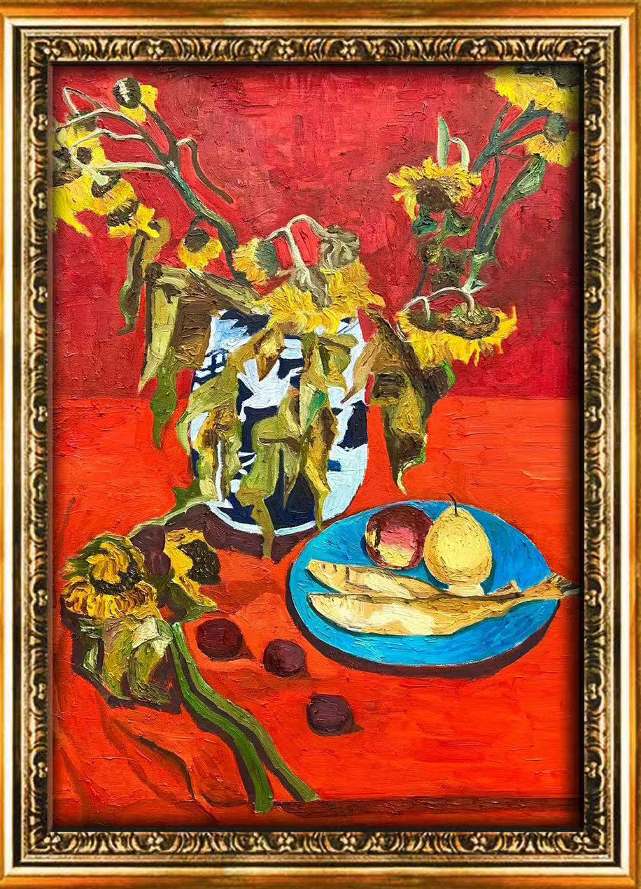 Withered Sunflowers with Still Life